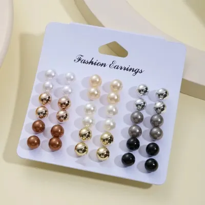 36pcs Multicolor Elegant Pearl Stud Earrings Set